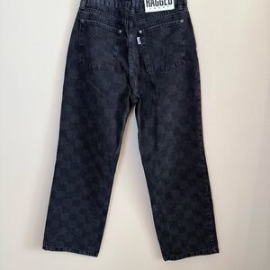 The Ragged Priest Rook Checkered Dad Jeans Black High Rise Size 28 NWT